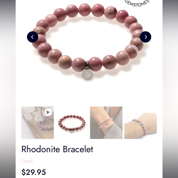 NEW Authentic Crystal Bracelets: Rose Quartz, Rhodonite, Red Jasper Love Stack - Picture 10 of 16